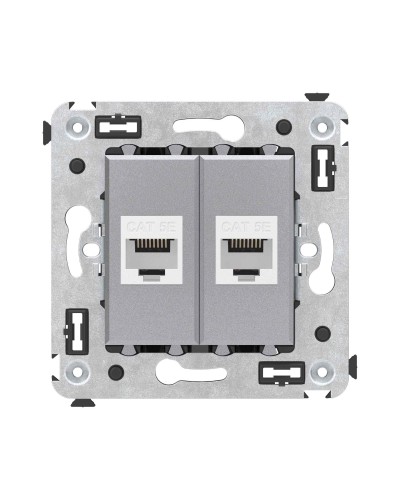 Розетка RJ-45 в стену, кат.5E, Avanti, двойная, закаленная сталь (4404664). Розетка компьютерная. ДКС в Барнауле