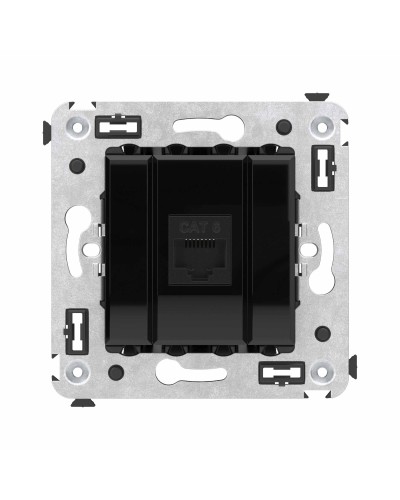 Розетка RJ-45 в стену, кат.6E, Avanti, одинарная, черный квадрат (4402693). Розетка компьютерная. ДКС в Барнауле