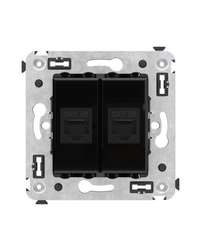 Розетка RJ-45 в стену, кат.5E, Avanti, двойная, черный квадрат (4402664). Розетка компьютерная. ДКС в Барнауле