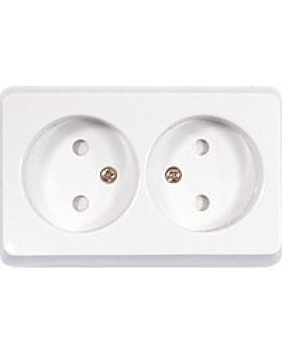 Розетка двойная открытой установки без з/к, бежевый, LK Standard (813601). Розетка без заземляющих контактов с защитными шторками. Экопласт в Барнауле