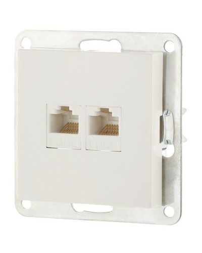 Розетка 2xRJ-45 кат.5е с накладкой, белый LK80 (846204-1). Розетка компьютерная двойная. Экопласт в Барнауле