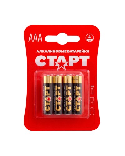 СТАРТ LR03-BL4 (1,5 В, AAA, LR03), упак. 4 шт. БЛИСТЕР. Алкалиновые батарейки. СТАРТ в Барнауле