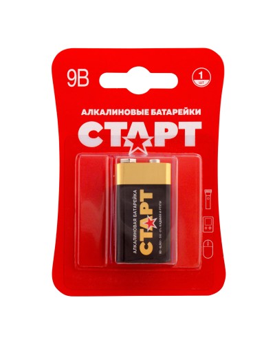 СТАРТ 6LR61-BL1 (9 В, Крона,  6LR61), БЛИСТЕР. Алкалиновая батарейка. СТАРТ в Барнауле