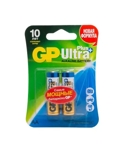 GP Ultra Plus Alkaline 15A AA (GP 15AUP-2CR2), упак. 2 шт. БЛИСТЕР. Алкалиновые батарейки. GP Batteries в Барнауле