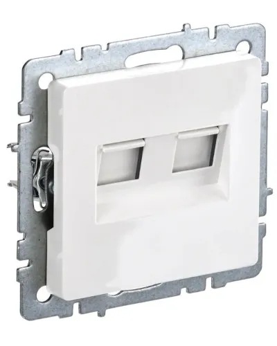 Розетка RJ11+RJ45 РК/Т12-БрБ белая BRITE (BR-KT20-O-1-K01). Розетка двойная. IEK в Барнауле