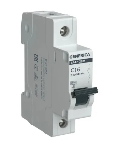 GENERICA ВА47-29М 1P C 16А 4,5кА (MVA21-1-016-C-G). Автоматический выключатель. IEK в Барнауле