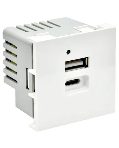 Розетка USB A+C 4,2А PRIMER РКЮ-25-40-П белый IEK (PR-KK40D-RU-0-2-AC-K01). Розетка USB. IEK в Барнауле