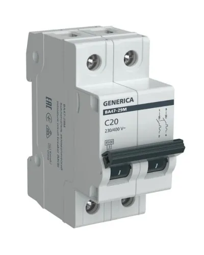 GENERICA ВА47-29М 2P C 20А 4,5кА (MVA21-2-020-C-G). Автоматический выключатель. IEK в Барнауле