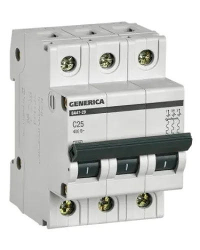GENERICA ВА47-29 3P C 25А 4,5кА (MVA25-3-025-C). Автоматический выключатель. IEK в Барнауле