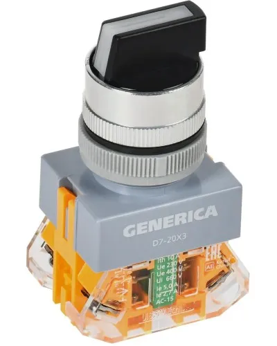 Переключатель D7-20X3 на 3 положения черный GENERICA (BSW50-20X3-3-21-3-K02-G). Переключатель. IEK в Барнауле