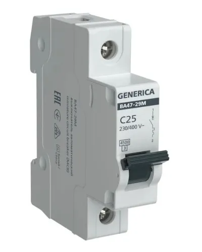 GENERICA ВА47-29М 1P C 25А 4,5кА (MVA21-1-025-C-G). Автоматический выключатель. IEK в Барнауле