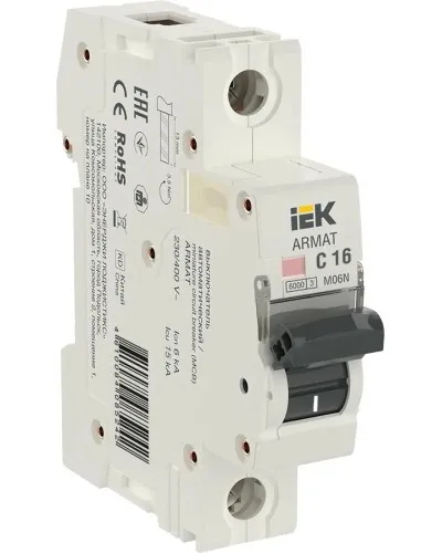 M06N 1P C 16А 6кА ARMAT (AR-M06N-1-C016). Автоматический выключатель. IEK в Барнауле