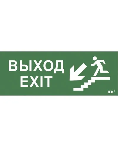 Самоклеящаяся этикетка Выход/лестница вниз/фигура (LPC10-1-24-09-VLVNF). Самоклеящаяся этикетка 240х90 мм. IEK в Барнауле