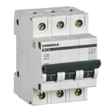 GENERICA ВА47-29 3P C 32А 4,5кА (MVA25-3-032-C). Автоматический выключатель. IEK