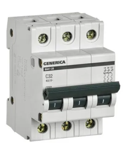 GENERICA ВА47-29 3P C 32А 4,5кА (MVA25-3-032-C). Автоматический выключатель. IEK в Барнауле