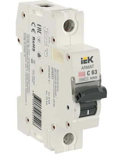 M06N 1P C 63А 6кА ARMAT (AR-M06N-1-C063). Автоматический выключатель. IEK в Барнауле