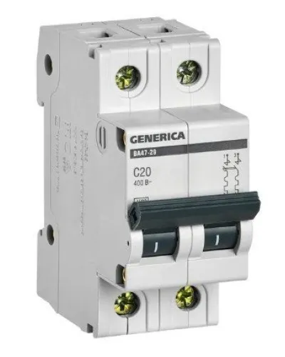 GENERICA ВА47-29 2P C 20А 4,5кА (MVA25-2-020-C). Автоматический выключатель. IEK в Барнауле