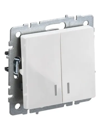 Выключатель 2-клавишный ВС10-2-1-БрБ белый BRITE (BR-V20-1-10-K01). Выключатель с индикацией. IEK в Барнауле