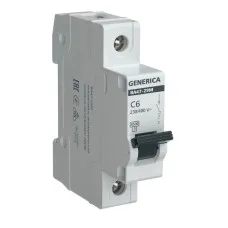 GENERICA ВА47-29М 1P C 6А 4,5кА (MVA21-1-006-C-G). Автоматический выключатель. IEK