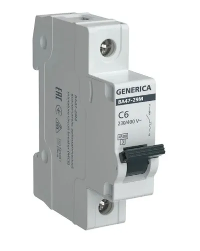 GENERICA ВА47-29М 1P C 6А 4,5кА (MVA21-1-006-C-G). Автоматический выключатель. IEK в Барнауле