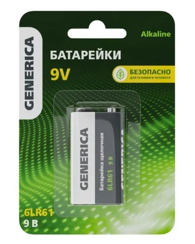 Батарейка Alkaline 6LR61 9V GENERICA (ABT-6LR619V-ST-L02-G). Батарейка щелочная. IEK в Барнауле