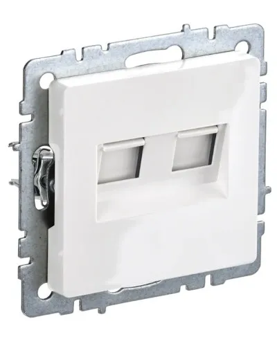Розетка RJ45 РК10-2-БрБ кат.5E, белая BRITE (BR-K20-1-K01). Розетка компьютерная двойная. IEK в Барнауле