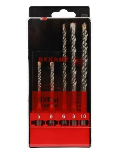 Набор буров, бетон 5-6х110, 6-8-10х160 мм, 5 шт, SDS PLUS Kranz (KR-91-0406): Аксессуар для электроинструмента в Барнауле