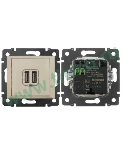 Розетка Valena двойная, USB, слоновая кость (774170). Розетка. LegranD в Барнауле