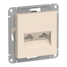 AtlasDesign розетка RJ45+RJ45, 2-местная, скрытой установки, механизм, бежевый (ATN000285). Розетка компьютерная. Systeme Electric