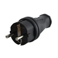 Вилка прямая 2Р+РЕ 16А 250В IP44 (SQ0612-0031). Вилка прямая каучук. TDM ЕLECTRIC