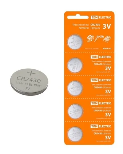 CR2430 Lithium 3V BP-5 TDM (SQ1702-0030). Элемент питания. TDM ЕLECTRIC в Барнауле