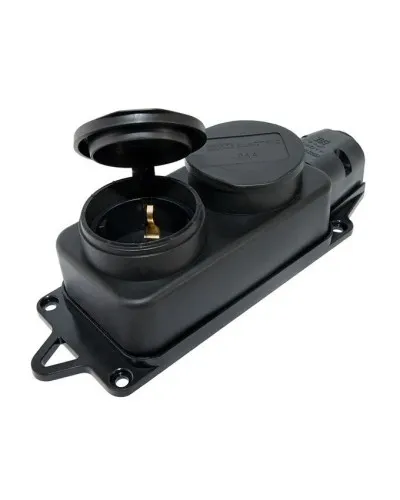 Розетка двухместная 2Р+РЕ 16А 250В IP44 (SQ0612-0037). Розетка двухместная с заглушками каучук. TDM ЕLECTRIC в Барнауле
