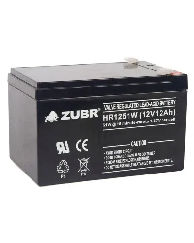 ZUBR HR 1251W (12V, 12Ah). Аккумулятор герметичный свинцово-кислотный. ZUBR в Барнауле