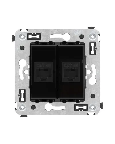Розетка RJ-45 в стену, кат.5E, Avanti, двойная, черный квадрат (4402664). Розетка компьютерная. ДКС в Барнауле