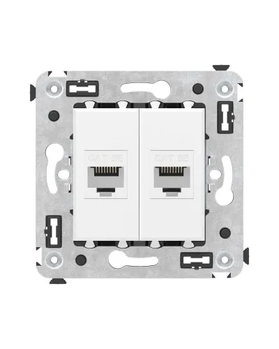 Розетка RJ-45 в стену, кат.5E, Avanti, двойная, белое облако (4400664). Розетка компьютерная. ДКС в Барнауле