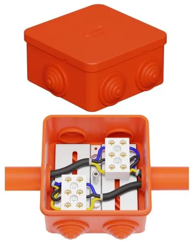 Коробка JBS080 85х85х50, 6 вых., 5P (0,15-10,0 мм²) (43321HF). Коробка монтажная, огнестойкая, без галогена. Экопласт в Барнауле