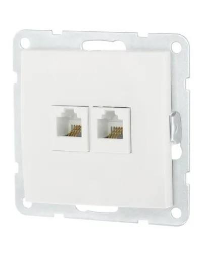 Розетка телефонная двойная 2xRJ-12 с накладкой, белый LK60 (865604-1). Розетка телефонная. Экопласт в Барнауле