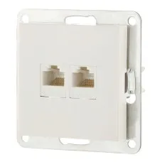 Розетка 2xRJ-45 кат.5е с накладкой, белый LK80 (846204-1). Розетка компьютерная двойная. Экопласт