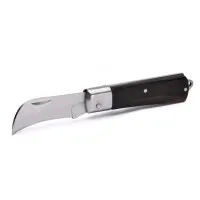 НМ-02 (57597). Нож для снятия изоляции монтерский большой складной с изогнутым лезвием. КВТ