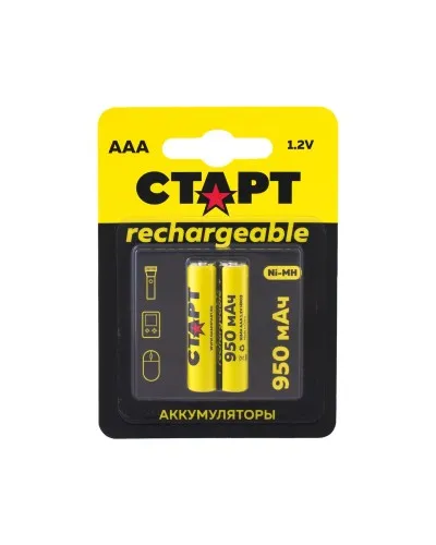 СТАРТ HR03 (AAA, 950mah), упак. 2 шт. БЛИСТЕР. Перезаряжаемые аккумуляторы. СТАРТ в Барнауле
